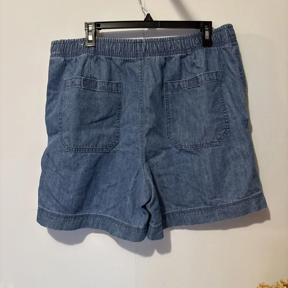 George Women Blue Jean Elastic Waist Shorts Large 36-38 Pockets Waist 36" Preown - Picture 5 of 9